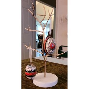 Vintage UNICEF Handmade Ukrainian Wood Egg Ornaments